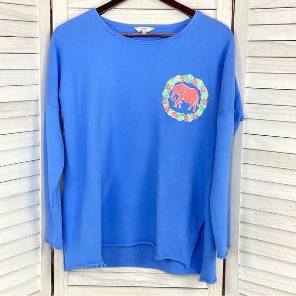 Crown & Ivy Elephant Raw Edge Tunic Shirt Periwinkle Blue Medium - Picture 12 of 15